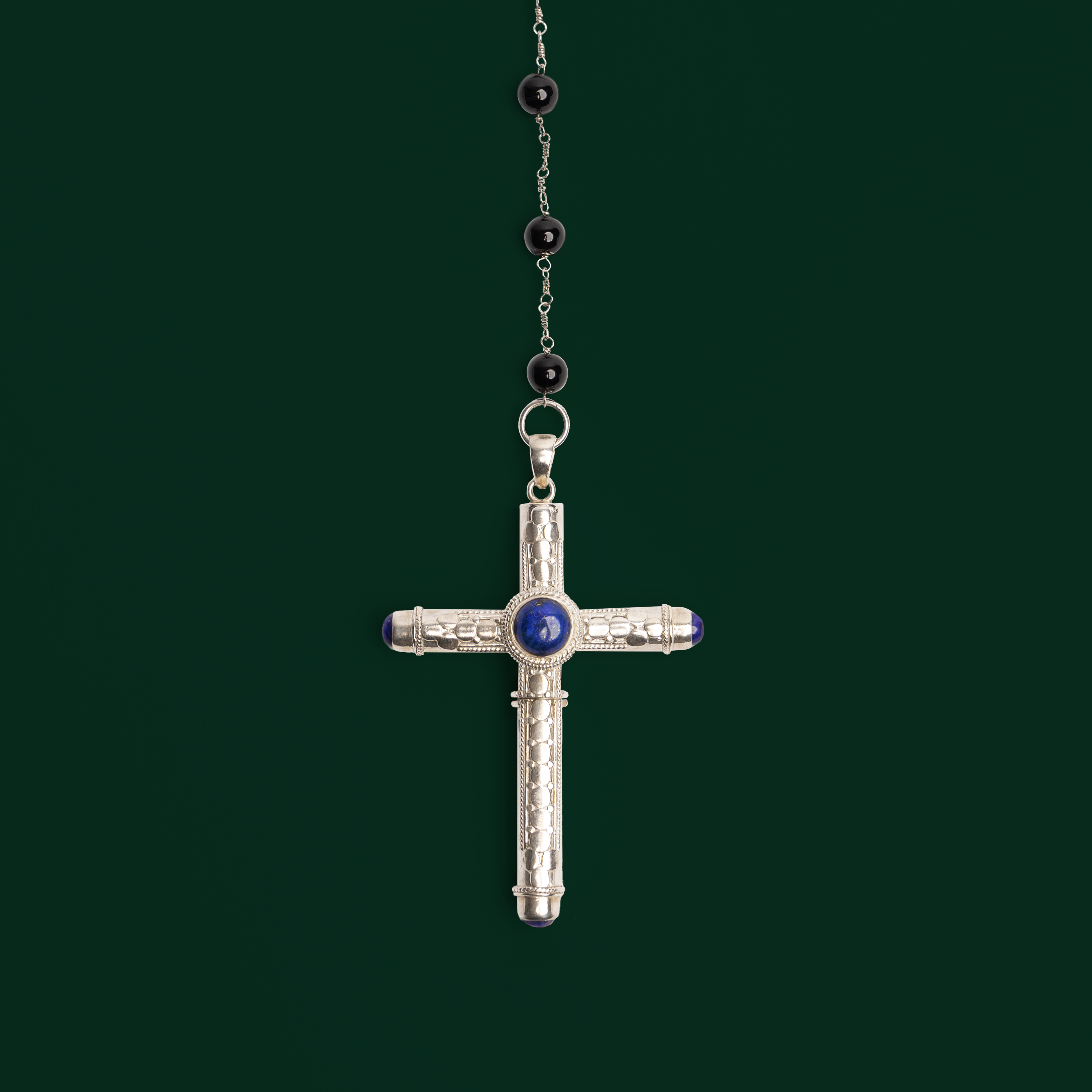 Cruel Intentions Silver Rosary - Ocean Blue