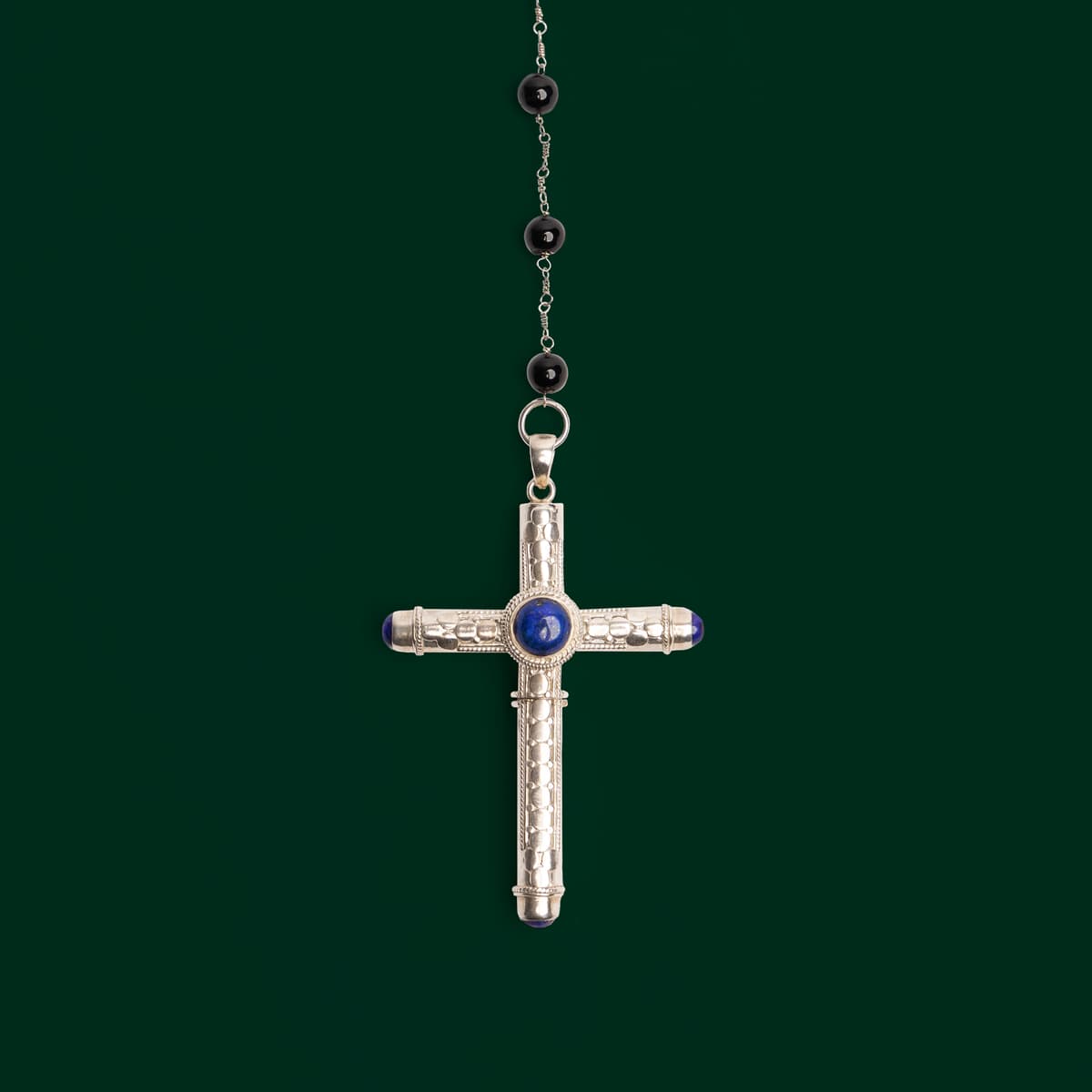 Cruel Intentions Silver Rosary - Ocean Blue