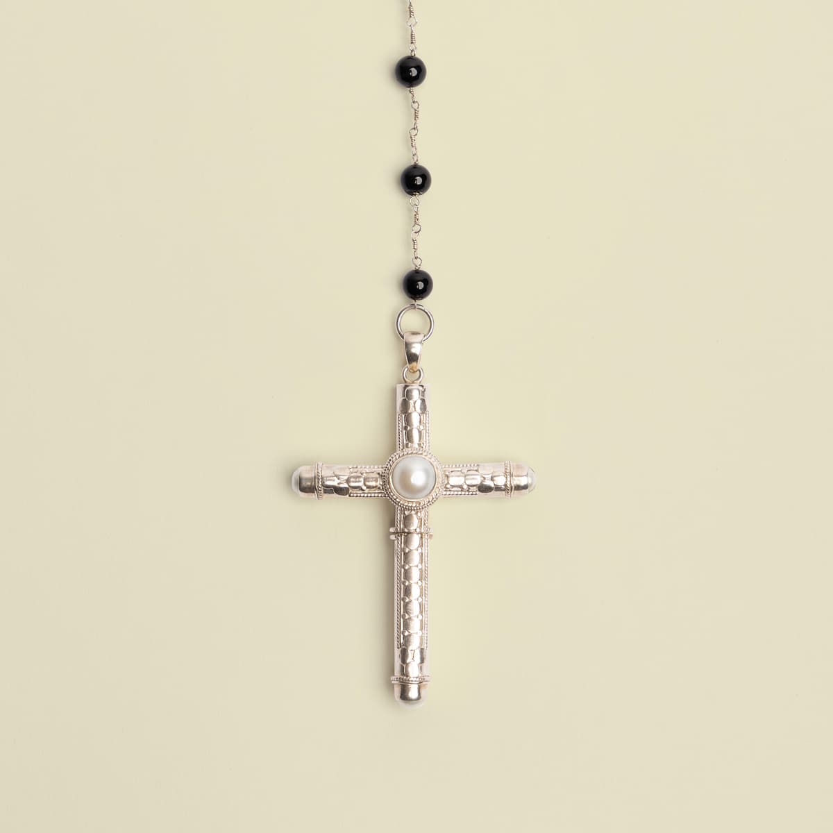 Cruel Intentions Silver Rosary - Pearl